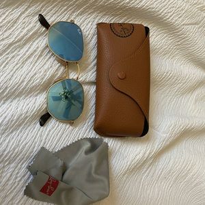 RayBan Hexagonal Sunglasses in Blue / Gold